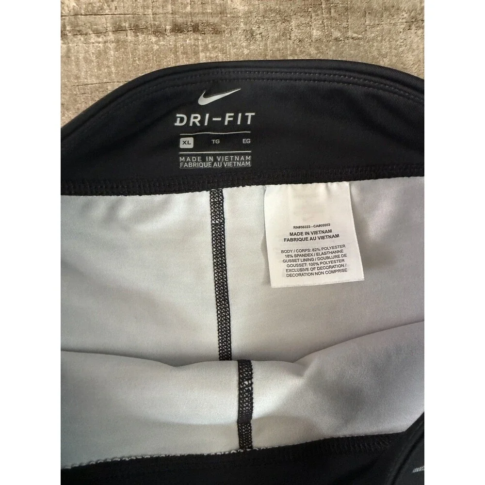 Nike Youth Girls Black/White Striped Dri-Fit Leggings Size XL